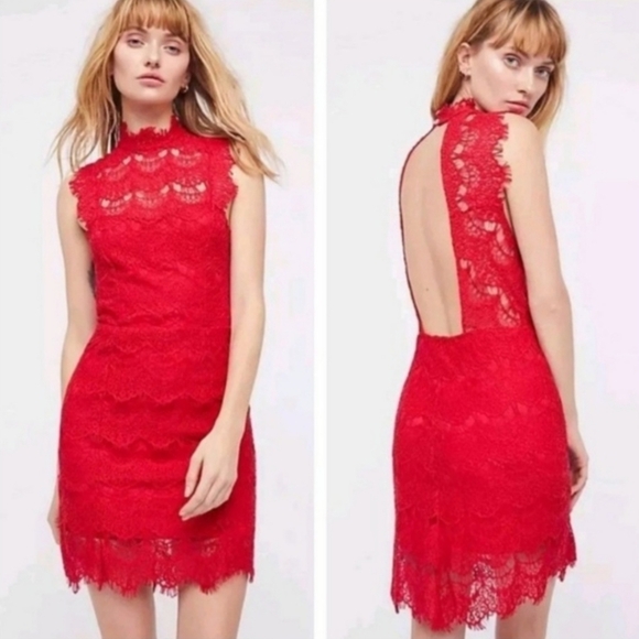 Free People Dresses & Skirts - NWT Free People Daydream Lace Dress in Cherry 🍒 Size XS